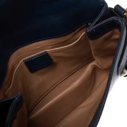 Pre Owned Gucci Blue Leather Broadway Pearly Bee Shoulder Bag