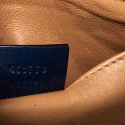 Pre Owned Gucci Blue Leather Broadway Pearly Bee Shoulder Bag