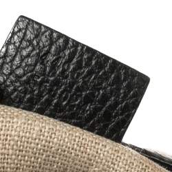 Pre Owned حقيبة يد غوتشي شراشيب بامبو جلد حُبيبي سوداء