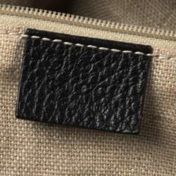 Pre Owned حقيبة يد غوتشي شراشيب بامبو جلد حُبيبي سوداء