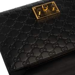 Pre Owned Gucci Black Guccissima Leather Medium Padlock Shoulder Bag