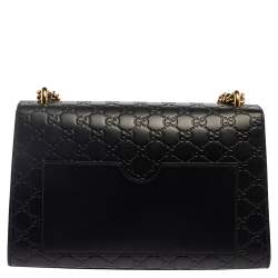 Pre Owned Gucci Black Guccissima Leather Medium Padlock Shoulder Bag