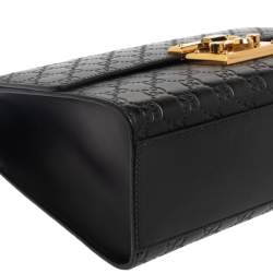 Pre Owned Gucci Black Guccissima Leather Medium Padlock Shoulder Bag