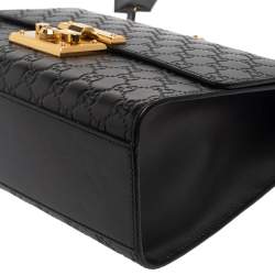 Pre Owned Gucci Black Guccissima Leather Medium Padlock Shoulder Bag