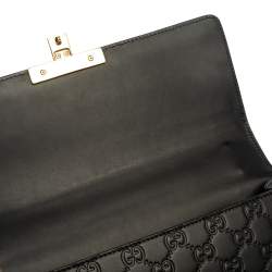 Pre Owned Gucci Black Guccissima Leather Medium Padlock Shoulder Bag