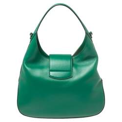 Pre Owned حقيبة هوبو غوتشى دينسيوس كبيرة رأس نمر مطرزة جلد خضراء 