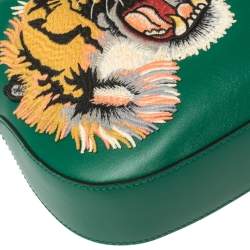 Pre Owned حقيبة هوبو غوتشى دينسيوس كبيرة رأس نمر مطرزة جلد خضراء 
