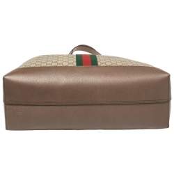 Pre Owned Gucci Ebony/Beige GG Supreme Canvas and Leather Medium Ophidia Soft Tote