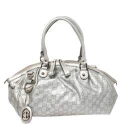Pre Owned Gucci Grey Guccissima Leather Medium Sukey Boston Bag