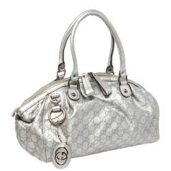 Pre Owned Gucci Grey Guccissima Leather Medium Sukey Boston Bag