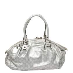 Pre Owned Gucci Grey Guccissima Leather Medium Sukey Boston Bag