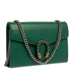 مملوكة مسبقًا Gucci Green Leather Dionysus Wallet On Chain