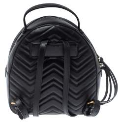 Pre Owned Gucci Black Matelasse Leather GG Marmont Backpack