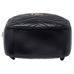 Pre Owned Gucci Black Matelasse Leather GG Marmont Backpack