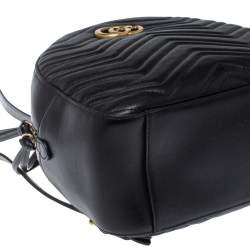 Pre Owned Gucci Black Matelasse Leather GG Marmont Backpack