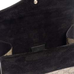 Pre Owned حقيبة كتف غوتشى دينسيوس مينى سويدى وكانفاس مقوى سوبريم جى جى بيج / سوداء