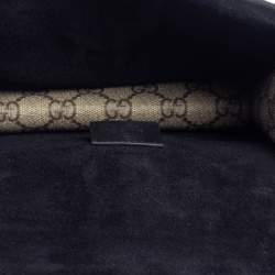 Pre Owned حقيبة كتف غوتشى دينسيوس مينى سويدى وكانفاس مقوى سوبريم جى جى بيج / سوداء