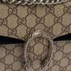 Pre Owned حقيبة كتف غوتشى دينسيوس مينى سويدى وكانفاس مقوى سوبريم جى جى بيج / سوداء