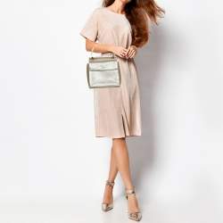 Pre Owned Gucci Ivory Leather Vintage Bamboo Top Handle Bag