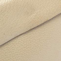 Pre Owned Gucci Ivory Leather Vintage Bamboo Top Handle Bag