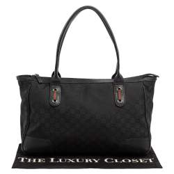 مملوكة مسبقًا Gucci Black GG Nylon and Leather Medium Princy Tote