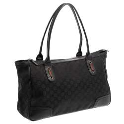 مملوكة مسبقًا Gucci Black GG Nylon and Leather Medium Princy Tote