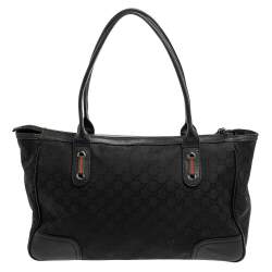 مملوكة مسبقًا Gucci Black GG Nylon and Leather Medium Princy Tote