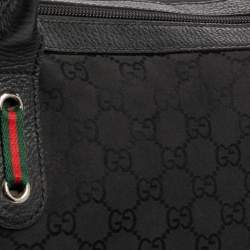 مملوكة مسبقًا Gucci Black GG Nylon and Leather Medium Princy Tote