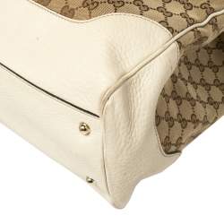 Pre Owned Gucci  Beige/Cream GG Canvas and Leather Diana Bamboo Tote