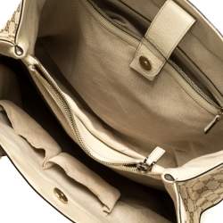 Pre Owned Gucci  Beige/Cream GG Canvas and Leather Diana Bamboo Tote