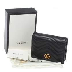 مملوكة مسبقًا Gucci Black Leather GG Marmont Wallet