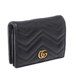 مملوكة مسبقًا Gucci Black Leather GG Marmont Wallet