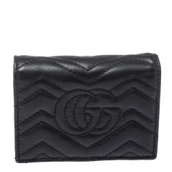 مملوكة مسبقًا Gucci Black Leather GG Marmont Wallet