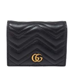 مملوكة مسبقًا Gucci Black Leather GG Marmont Wallet