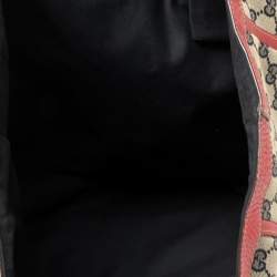 Pre Owned Gucci Beige/Red GG Canvas And Leather Large Abbey Tote