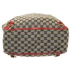 Pre Owned Gucci Beige/Red GG Canvas And Leather Large Abbey Tote