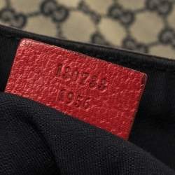 Pre Owned Gucci Beige/Red GG Canvas And Leather Large Abbey Tote