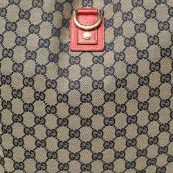 Pre Owned Gucci Beige/Red GG Canvas And Leather Large Abbey Tote