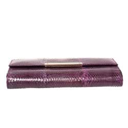 مملوكة مسبقًا Gucci Purple Python Flap Wallet