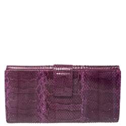 مملوكة مسبقًا Gucci Purple Python Flap Wallet