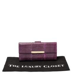 مم لوكة مسبقًا Gucci Purple Python Flap Wallet