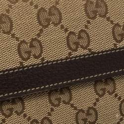 Pre Owned Gucci Beige/Brown GG Canvas and Leather Continental Wallet