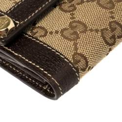 Pre Owned Gucci Beige/Brown GG Canvas and Leather Continental Wallet