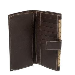 Pre Owned Gucci Beige/Brown GG Canvas and Leather Continental Wallet