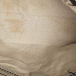 Pre Owned Gucci White GG Canvas Leather Lovely Tote Bag