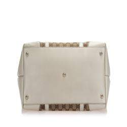 Pre Owned Gucci White GG Canvas Leather Lovely Tote Bag