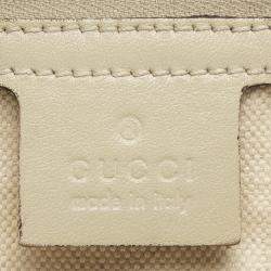 Pre Owned Gucci White GG Canvas Leather Lovely Tote Bag