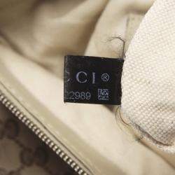 Pre Owned Gucci White GG Canvas Leather Lovely Tote Bag