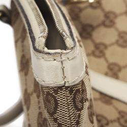 Pre Owned Gucci White GG Canvas Leather Lovely Tote Bag
