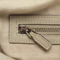 Pre Owned Gucci White GG Canvas Leather Lovely Tote Bag